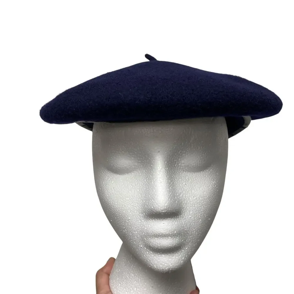Vintage Navy Size L Blue Wool Beret Hat - Picture 2 of 10